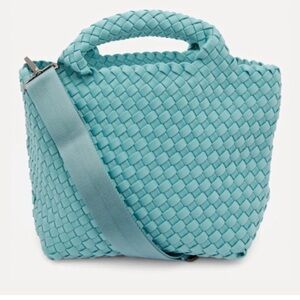 NAGHEDI St. Barths Mini / Small Woven Tote in rare Aqua - Teal - Dive color
